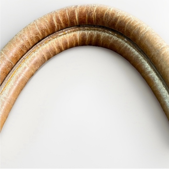 Tory Burch Pebbled Leather Gold Tote Shoulder Bag w/ Logo & 3 Pockets & Mirror - Picture 7 of 12